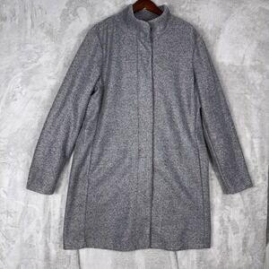 Old Navy Long Peacoat Womens XL Tall Button Front Funnel Neck Light‎ Gray